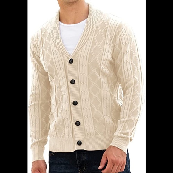 New Mens Cardigan Shawl Collar Sweater Multiple Sizes - Picture 1 of 2